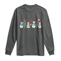 Funny Christmas Cheer Gift Long Sleeve Shirt Santa Snowman Cheerleaders - Wonder Print Shop