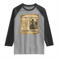 Harriet Tubman Quote Raglan Shirt I Freed A Thousand People Vintage Poster - Wonder Print Shop