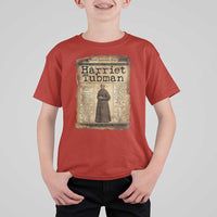 Harriet Tubman Newspaper T Shirt For Kid Strong Black Woman Leader Gift