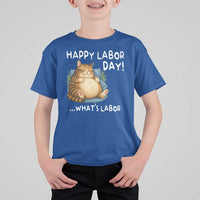 Funny Fat Cat Resting Lazy Cat T Shirt For Kid Happy Labor Day Whats Labor