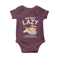 Funny Lazy Cat Baby Onesie I'm Not Lazy I'm Just Really Enjoying Doing Nothing - Wonder Print Shop