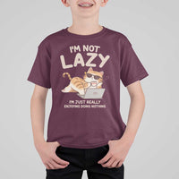 Funny Lazy Cat T Shirt For Kid I'm Not Lazy I'm Just Really Enjoying Doing Nothing - Wonder Print Shop