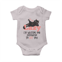 I Am Not Lazy I Am Waiting For Inspiration To Hit You Baby Onesie Black Lazy Cat - Wonder Print Shop