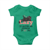 I Am Not Lazy I Am Waiting For Inspiration To Hit You Baby Onesie Black Lazy Cat - Wonder Print Shop