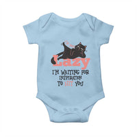 I Am Not Lazy I Am Waiting For Inspiration To Hit You Baby Onesie Black Lazy Cat - Wonder Print Shop