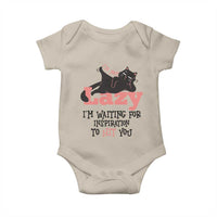 I Am Not Lazy I Am Waiting For Inspiration To Hit You Baby Onesie Black Lazy Cat - Wonder Print Shop