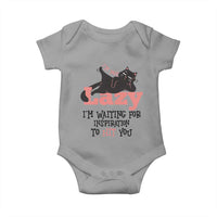 I Am Not Lazy I Am Waiting For Inspiration To Hit You Baby Onesie Black Lazy Cat - Wonder Print Shop