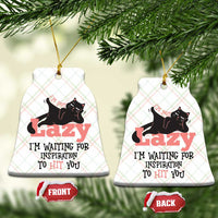 I Am Not Lazy I Am Waiting For Inspiration To Hit You Ceramic Ornament Black Lazy Cat - Wonder Print Shop