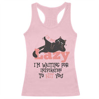 I Am Not Lazy I Am Waiting For Inspiration To Hit You Racerback Tank Top Black Lazy Cat - Wonder Print Shop