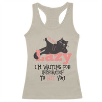 I Am Not Lazy I Am Waiting For Inspiration To Hit You Racerback Tank Top Black Lazy Cat - Wonder Print Shop