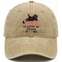 I Am Not Lazy I Am Waiting For Inspiration To Hit You Washed Cotton Baseball Cap Black Lazy Cat