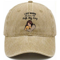 Funny Dog Lover Washed Cotton Baseball Cap I Just Wanna Stay Home With My Dog