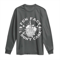 Dark Humor Skeleton Fun Fact I Do Not Care Vibe Long Sleeve Shirt - Wonder Print Shop