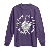 Dark Humor Skeleton Fun Fact I Do Not Care Vibe Long Sleeve Shirt - Wonder Print Shop