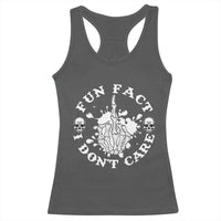 Dark Humor Skeleton Fun Fact I Do Not Care Vibe Racerback Tank Top - Wonder Print Shop