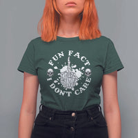 Dark Humor Skeleton Fun Fact I Do Not Care Vibe T Shirt For Women - Wonder Print Shop