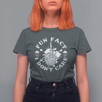 Dark Humor Skeleton Fun Fact I Do Not Care Vibe T Shirt For Women - Wonder Print Shop