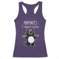 Funny Cat Lover Racerback Tank Top Fun Fact I Do Not Care Quote - Wonder Print Shop