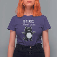 Funny Cat Lover T Shirt For Women Fun Fact I Do Not Care Quote - Wonder Print Shop