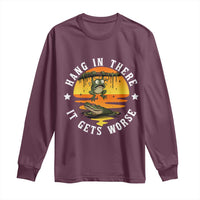 Hang In There It Gets Worse Long Sleeve Shirt Funny Frog - Wonder Print Shop