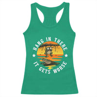 Hang In There It Gets Worse Racerback Tank Top Funny Frog - Wonder Print Shop