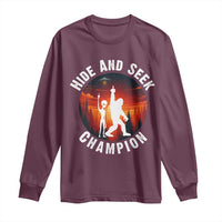 Hide And Seek Champion Long Sleeve Shirt Funny Bigfoot And Alien Lover Gift - Wonder Print Shop