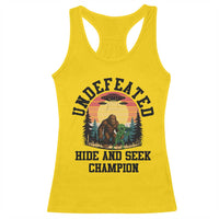 Funny Bigfoot And Alien Gift Racerback Tank Top Undefeated Hide And Seek Champion - Wonder Print Shop