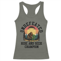 Funny Bigfoot And Alien Gift Racerback Tank Top Undefeated Hide And Seek Champion - Wonder Print Shop