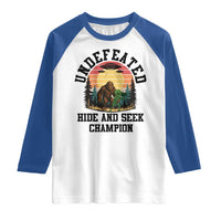 Funny Bigfoot And Alien Gift Raglan Shirt Undefeated Hide And Seek Champion - Wonder Print Shop