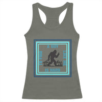 Bigfoot Lover Gift Racerback Tank Top A Guy Like Me Is Hard To Find - Wonder Print Shop