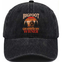 Bigfoot Grabbed My Wiener Washed Cotton Baseball Cap Funny Dachshund Lover Gift