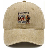 Bigfoot Grabbed My Wiener Washed Cotton Baseball Cap Funny Dog Lover Gift