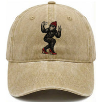 Funny Sexy Bigfoot Selfie Washed Cotton Baseball Cap Sasquatch Lover Gift