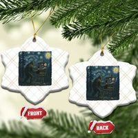 Funny Bigfoot Painting Starry Night Art Parody Gift Ceramic Ornament - Wonder Print Shop