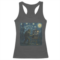 Funny Bigfoot Painting Starry Night Art Parody Gift Racerback Tank Top - Wonder Print Shop