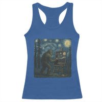 Funny Bigfoot Painting Starry Night Art Parody Gift Racerback Tank Top - Wonder Print Shop