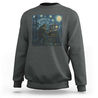 Funny Bigfoot Painting Starry Night Art Parody Gift Sweatshirt - Wonder Print Shop