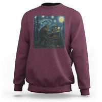 Funny Bigfoot Painting Starry Night Art Parody Gift Sweatshirt - Wonder Print Shop