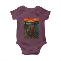 Funny Bigfoot And Alien Baby Onesie Parody The Scream Art Meme Gift - Wonder Print Shop