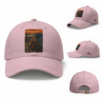 Funny Bigfoot And Alien Baseball Cap Parody The Scream Art Meme Gift