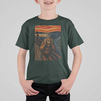 Funny Bigfoot And Alien T Shirt For Kid Parody The Scream Art Meme Gift - Wonder Print Shop