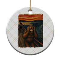Funny Bigfoot And Alien Ceramic Ornament Parody The Scream Art Meme Gift - Wonder Print Shop