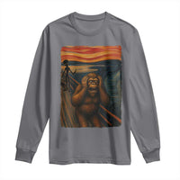 Funny Bigfoot And Alien Long Sleeve Shirt Parody The Scream Art Meme Gift - Wonder Print Shop
