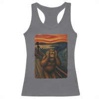 Funny Bigfoot And Alien Racerback Tank Top Parody The Scream Art Meme Gift - Wonder Print Shop