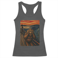 Funny Bigfoot And Alien Racerback Tank Top Parody The Scream Art Meme Gift - Wonder Print Shop