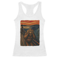 Funny Bigfoot And Alien Racerback Tank Top Parody The Scream Art Meme Gift - Wonder Print Shop
