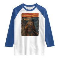 Funny Bigfoot And Alien Raglan Shirt Parody The Scream Art Meme Gift - Wonder Print Shop
