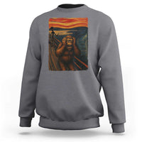 Funny Bigfoot And Alien Sweatshirt Parody The Scream Art Meme Gift - Wonder Print Shop