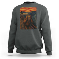 Funny Bigfoot And Alien Sweatshirt Parody The Scream Art Meme Gift - Wonder Print Shop