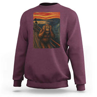 Funny Bigfoot And Alien Sweatshirt Parody The Scream Art Meme Gift - Wonder Print Shop